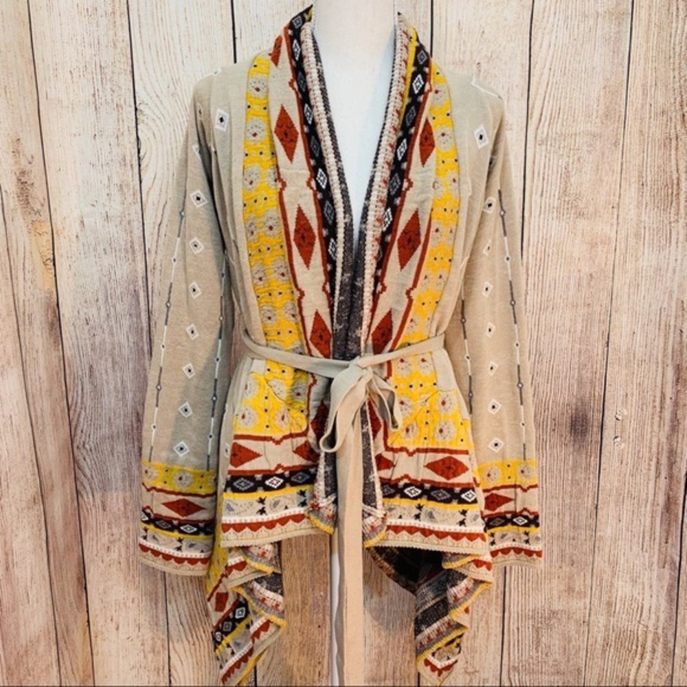 Freeway Bohemian Draped Southwestern Cardigan Sz small